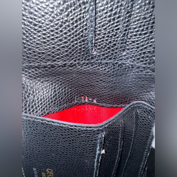 Celine Black Bifold With Gold Clasp Red Interior Wallet - Picture 8 of 11